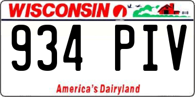 WI license plate 934PIV