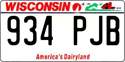 WI license plate 934PJB