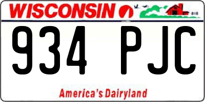 WI license plate 934PJC
