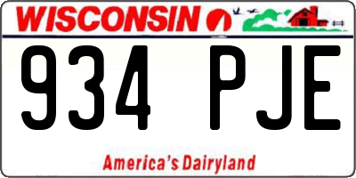 WI license plate 934PJE