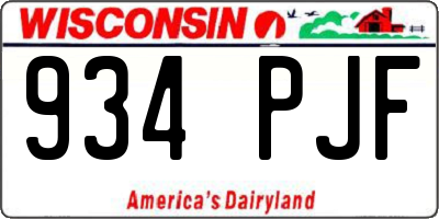 WI license plate 934PJF