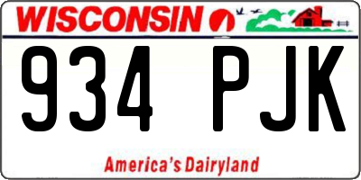 WI license plate 934PJK