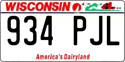WI license plate 934PJL