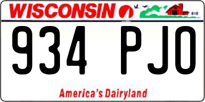 WI license plate 934PJO
