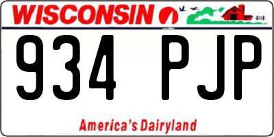 WI license plate 934PJP