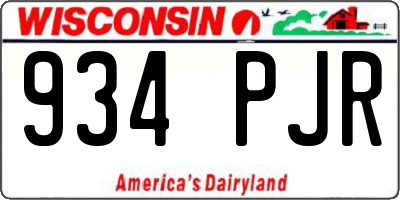 WI license plate 934PJR