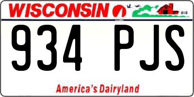 WI license plate 934PJS