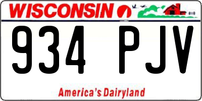 WI license plate 934PJV