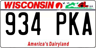 WI license plate 934PKA
