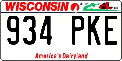 WI license plate 934PKE