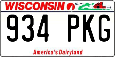 WI license plate 934PKG