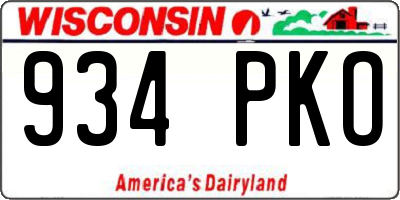 WI license plate 934PKO