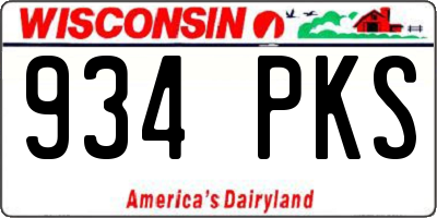 WI license plate 934PKS