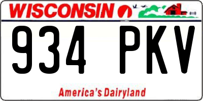 WI license plate 934PKV