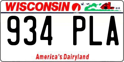 WI license plate 934PLA