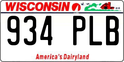 WI license plate 934PLB