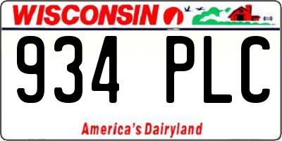 WI license plate 934PLC