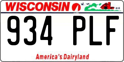 WI license plate 934PLF