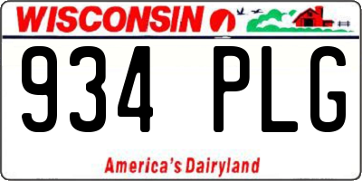 WI license plate 934PLG