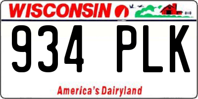 WI license plate 934PLK