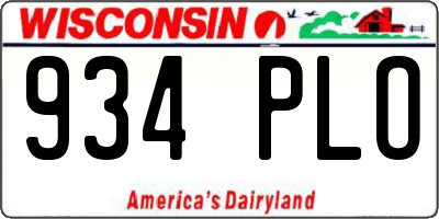 WI license plate 934PLO