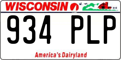 WI license plate 934PLP