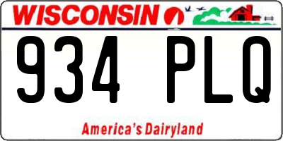 WI license plate 934PLQ