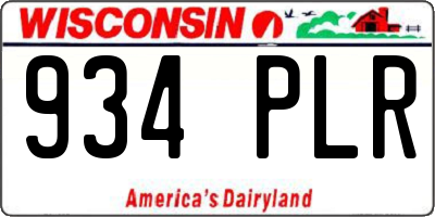 WI license plate 934PLR