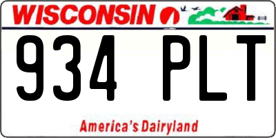 WI license plate 934PLT