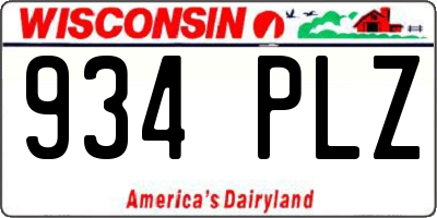 WI license plate 934PLZ