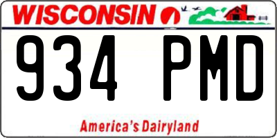 WI license plate 934PMD