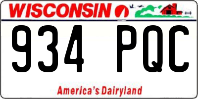 WI license plate 934PQC