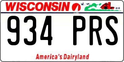 WI license plate 934PRS