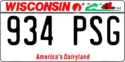 WI license plate 934PSG