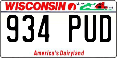 WI license plate 934PUD