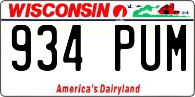 WI license plate 934PUM