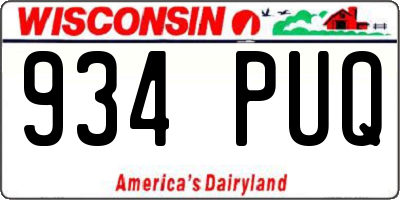 WI license plate 934PUQ