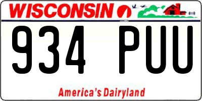 WI license plate 934PUU