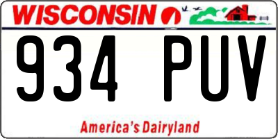 WI license plate 934PUV