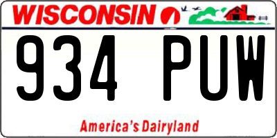 WI license plate 934PUW