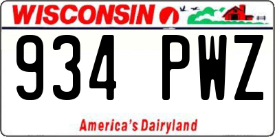 WI license plate 934PWZ