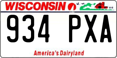 WI license plate 934PXA