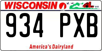 WI license plate 934PXB