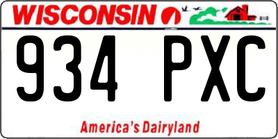 WI license plate 934PXC