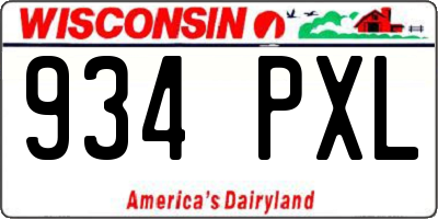 WI license plate 934PXL