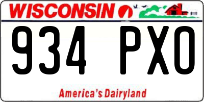 WI license plate 934PXO