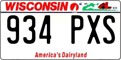 WI license plate 934PXS