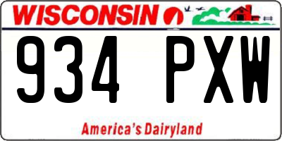 WI license plate 934PXW