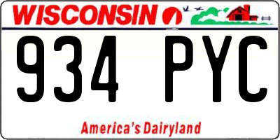 WI license plate 934PYC