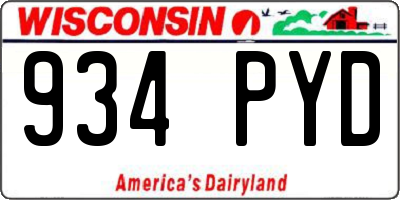 WI license plate 934PYD